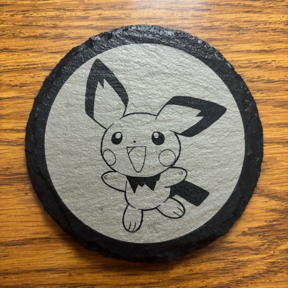 Pichu Laser Engraved Slate Coaster